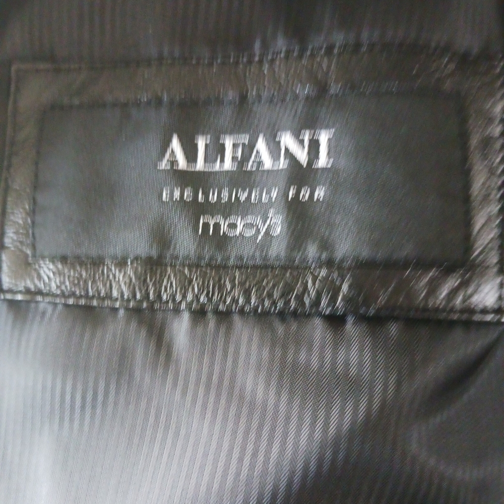Alfani men's black Leather blazer jacket. Size 40L 3 bottons - Picture 3 of 10